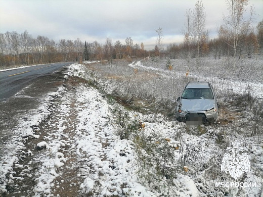 Автомобиль «Митсубиси» улетел в кювет в Заволжском районе